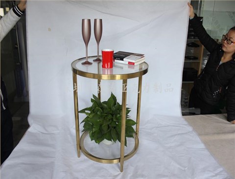 金属四角边框亚克力圆桌