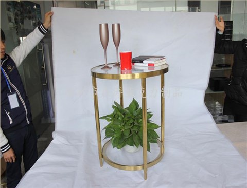 金属四角边框亚克力圆桌