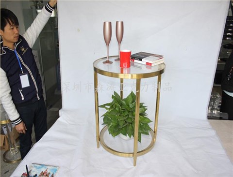 金属四角边框亚克力圆桌